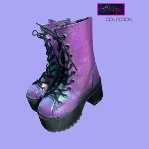 Gothic Demonia So-Ranger-301 Purple Platform Combat Boots